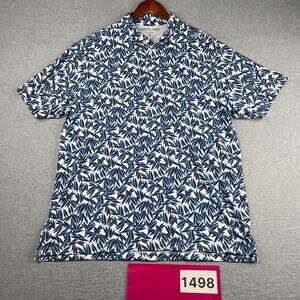 Matte Grey Tropical Hawaiian Print Performance Stretch Golf Polo Shirt Mens XL